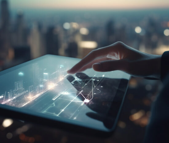 Businessman holding digital tablet